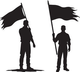 silhouette of a man with a flag