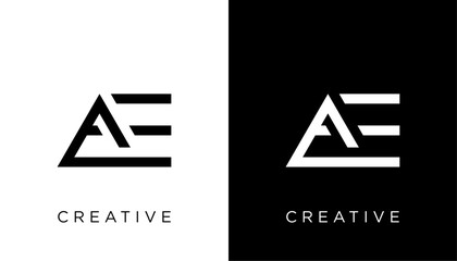 AE Triangle Letter Logo Design Icon Vector Template Element