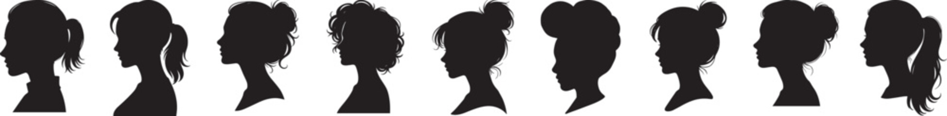 Silhouette of woman side view