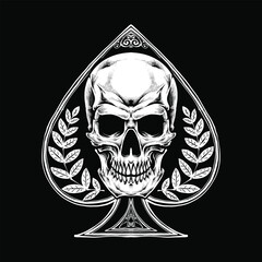 spade with skull vector logo