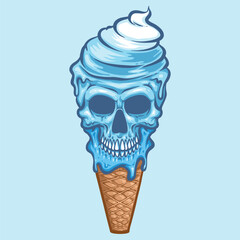 blue skull ice cream with cone