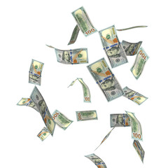 Transparent PNG 3D render of 100 dollar banknotes with realistic textures and lighting. Isolated on alpha background, ideal for finance, design, marketing, and visual presentations.