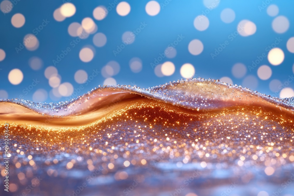 Poster abstract metallic ripple with sparkling bokeh lights festive texture background