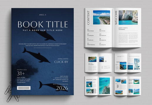 Coastal Travel Magazine and Book Template Layout with Minimal Modern Style