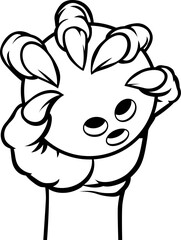 A claw talon monster hand holding a bowling ball