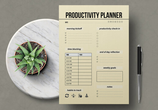 Minimalist Productivity Planner Design Template