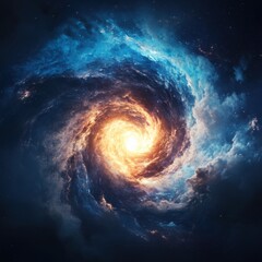 Exploring cosmic wonders spiral galaxy outer space digital art ethereal environment wide-angle view astronomy concept