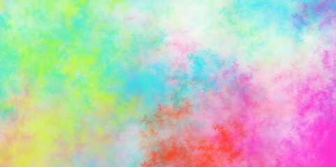 Abstract powder splatted explosion on white background. Rainbow color sky background. Beautiful and light color colorful background. Abstract colorful painting for texture background