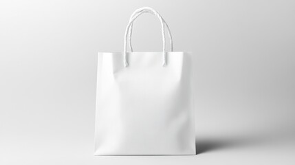 White paper shopping bag mockup clean minimalist design studio photography empty product packaging template