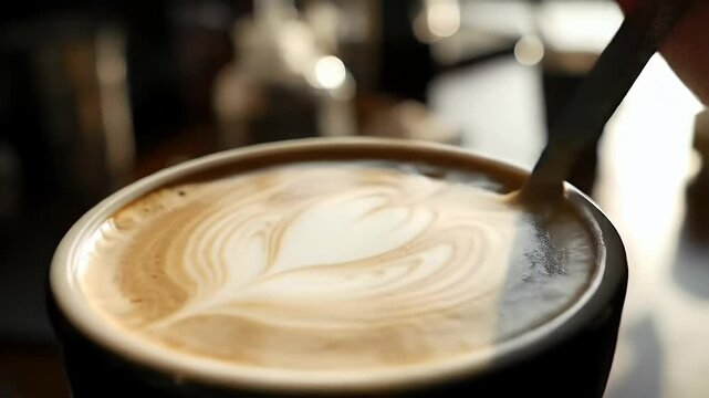 Latte art being created