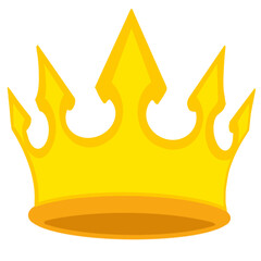 The golden crown is a symbol of leadership  illustration isolated on white background, Cartoon element medieval royal crown diadem princess fairy or queen insignia isolated illustration for kid
