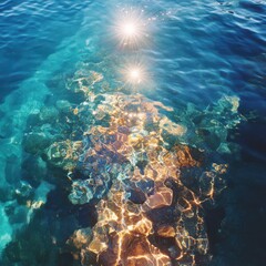 Fototapeta premium Captivating underwater scene ocean floor nature photography tranquil environment aerial view aquatic beauty