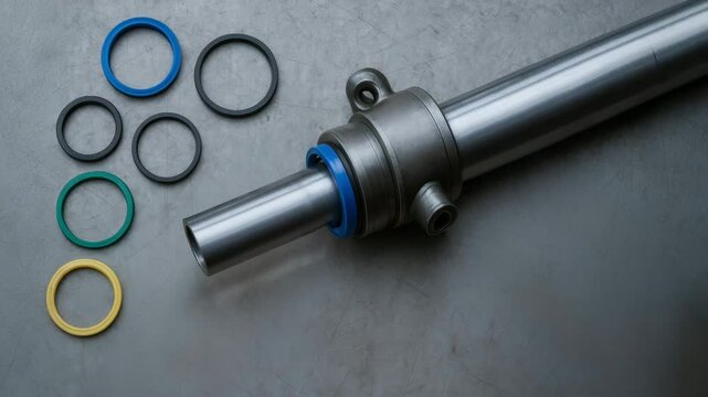 Hydraulic mechanism repair with metal cylinder and sealing ring installation for industrial maintenance and durable equipment operation