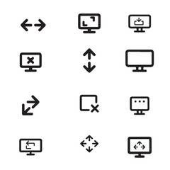 Set of Computer Screen Icons for Various Actions on white