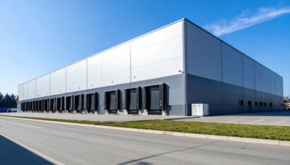 Obraz premium Giant Storage Facility with Security Cameras under Harsh Midday Sun