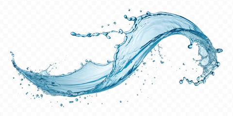 Obraz premium realistic smooth sky blue liquid water splash in curve style isolated on transparent background