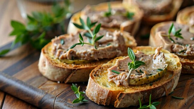 crostini with p&acirc;t&eacute; and aromatic herbs