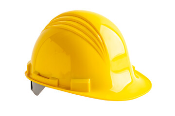 Yellow helmet isolated on white background with clipping path, protect to safety for engineer in construction site.