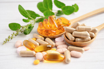 Alternative medicine herbal organic capsule drug herb.