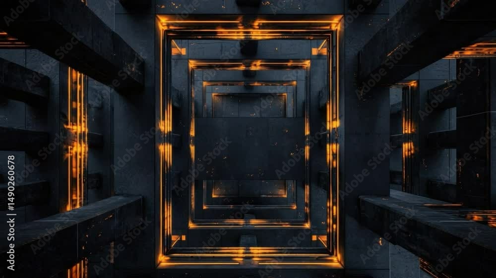 Poster abstract geometric line pattern with glowing elements in dark surroundings ideal for modern design a