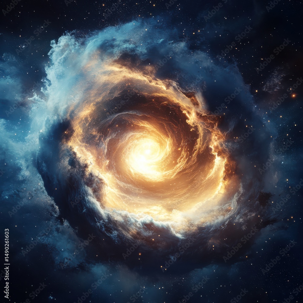 Poster exploring the cosmic whirl of a nebula outer space digital art astronomical environment vibrant view