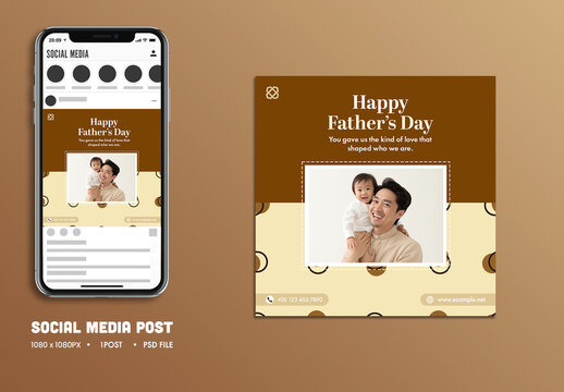 Happy Father&rsquo;s Day Editable Social Media Post with Asian Father and Daughter Smiling for Celebrating Fatherhood, Unbreakable Bonds.