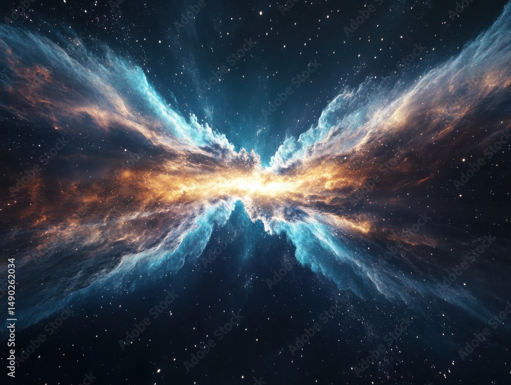 Aufkleber cosmic explosion of colorful nebulae deep space abstract art stellar environment wide view astronomi