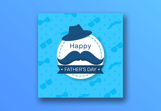 Happy Father&rsquo;s Day Editable Social Media Post in Blue and White Color.