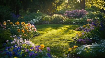 Sunlit Garden Paradise: A Vibrant Tapestry of Blossoms