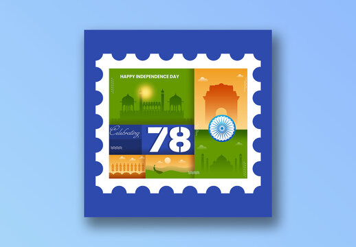 Social Media Post 78 Years of Independence Day with Indian Culture or Heritage Editable Design for National Festival Celebration.