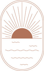 Boho Graphic of Sunset Over the Sea