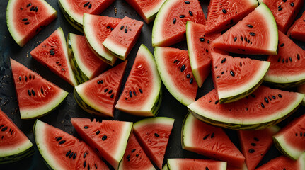 Juicy Watermelon Slices on a Plate Refreshing Summer Fruit,generative.ai
