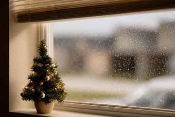 solitary christmas tree adorned with delicate ornaments softly illuminated by warm lights