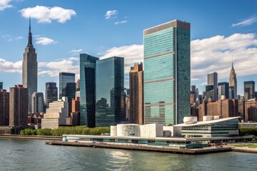 Stunning Skyline Overlooking United Nations Building and Cityscape