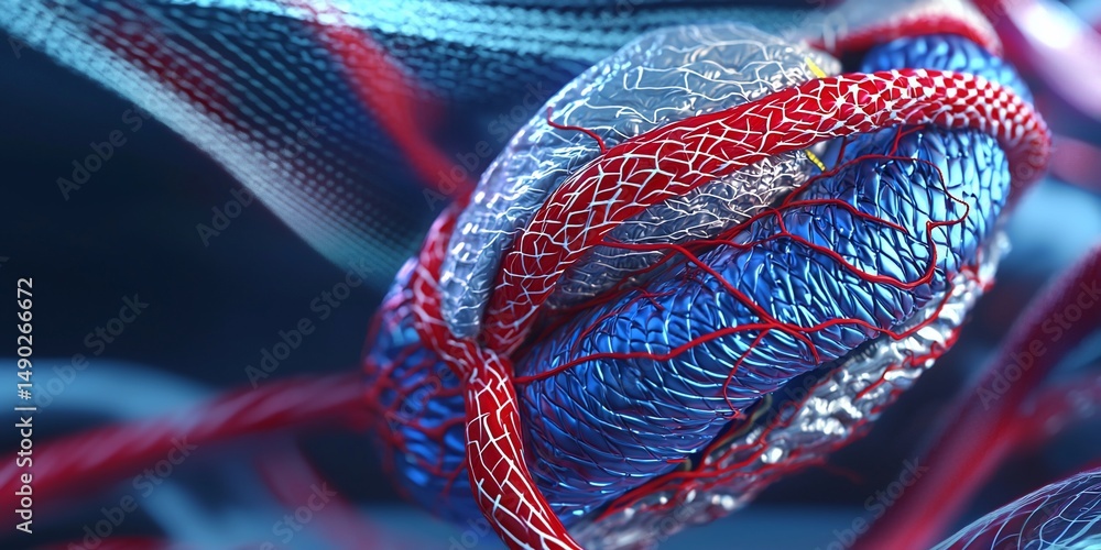 Poster complex vascular system visualization: intricate network of veins and arteries