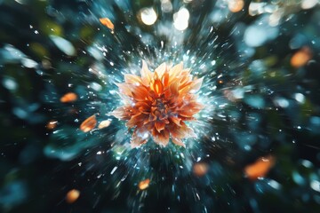 Fototapeta premium Explosive floral burst nature digital art vibrant environment close-up beauty in motion