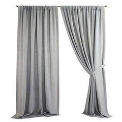 Grey curtains isolated on white background