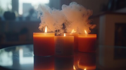 Warm candlelight with smoke
