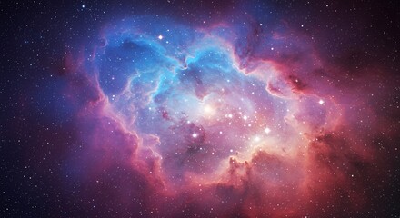 Obraz premium Vibrant Nebula Displaying Cosmic Dust and Brilliant Stars in Dee