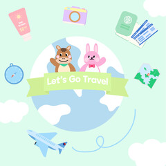 귀여운 동물 친구들의 세계 여행 준비