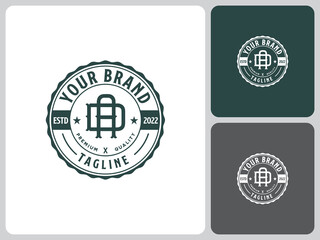 DA vector logo vintage emblem label.