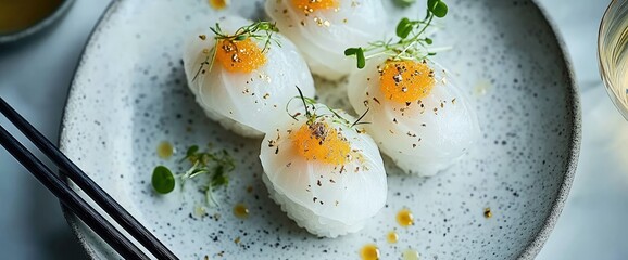 White egg sushi pieces