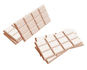 Two stacks of white chocolate bars are shown. The bars are stacked on top of each other, and the image has a light and airy feel to it