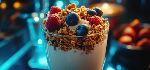 Yogurt parfait with granola and berries