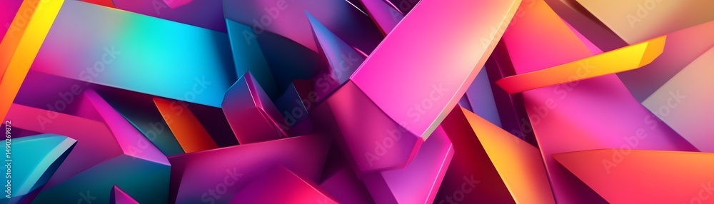 Poster vibrant geometric shapes in overlapping forms