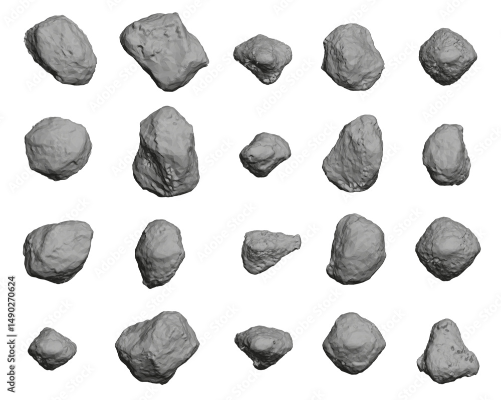 Aufkleber a collection of gray rocks are shown in a row. the rocks are all different sizes and shapes, but the