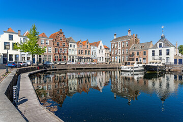 Obraz premium Picturesque harbor in the town of Goes, Province of Zeeland, Netherlands.