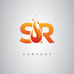 SR Creative Fire Letter Logo Design