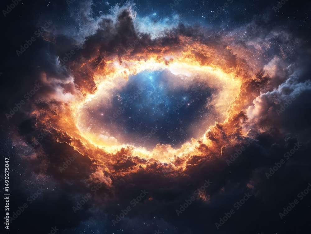 Poster cosmic explosion of light and color outer space digital art nebula celestial view universe concept