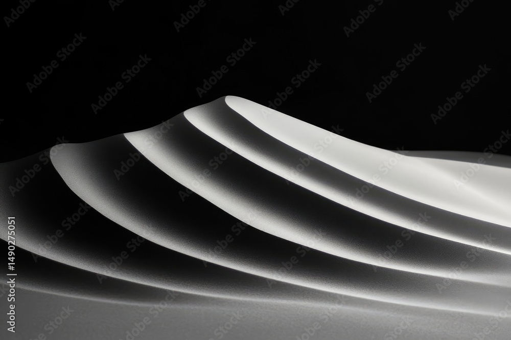 Poster abstract flowing shapes in grayscale minimalist design background